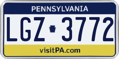 PA license plate LGZ3772