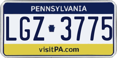 PA license plate LGZ3775