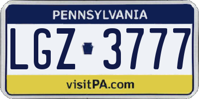 PA license plate LGZ3777
