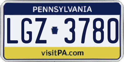 PA license plate LGZ3780