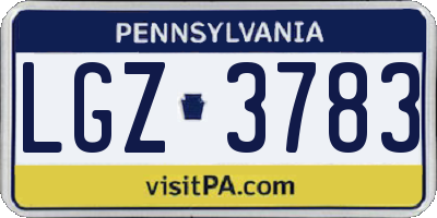 PA license plate LGZ3783