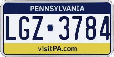 PA license plate LGZ3784