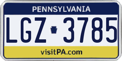 PA license plate LGZ3785