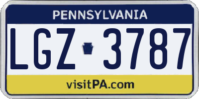 PA license plate LGZ3787