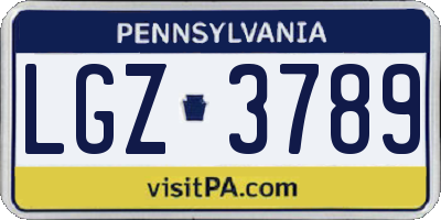 PA license plate LGZ3789