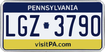 PA license plate LGZ3790