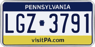 PA license plate LGZ3791
