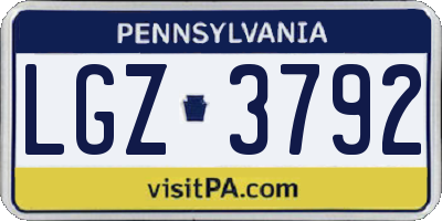 PA license plate LGZ3792