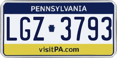 PA license plate LGZ3793
