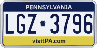 PA license plate LGZ3796