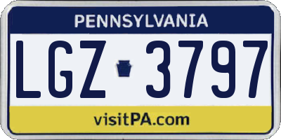PA license plate LGZ3797