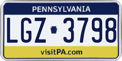 PA license plate LGZ3798