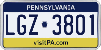 PA license plate LGZ3801