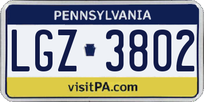 PA license plate LGZ3802