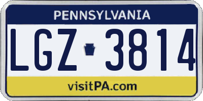 PA license plate LGZ3814