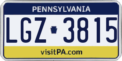 PA license plate LGZ3815