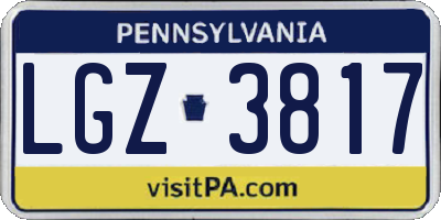 PA license plate LGZ3817