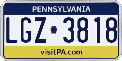 PA license plate LGZ3818
