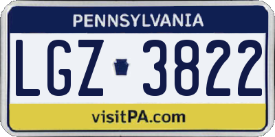 PA license plate LGZ3822
