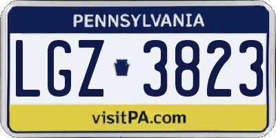 PA license plate LGZ3823