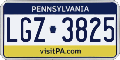 PA license plate LGZ3825