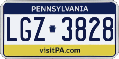 PA license plate LGZ3828