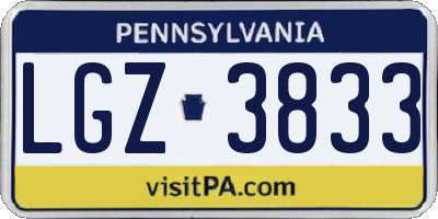 PA license plate LGZ3833