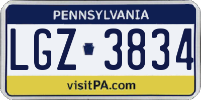 PA license plate LGZ3834