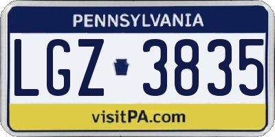PA license plate LGZ3835