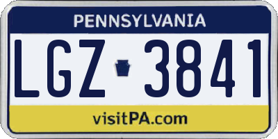 PA license plate LGZ3841