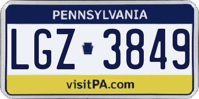 PA license plate LGZ3849