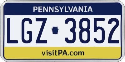 PA license plate LGZ3852