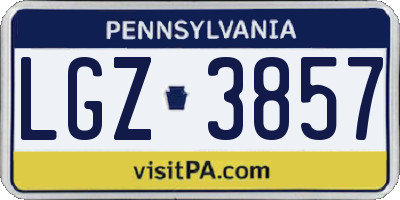PA license plate LGZ3857