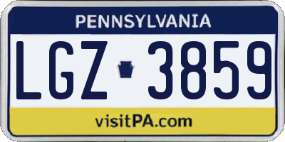 PA license plate LGZ3859