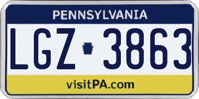 PA license plate LGZ3863