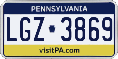 PA license plate LGZ3869