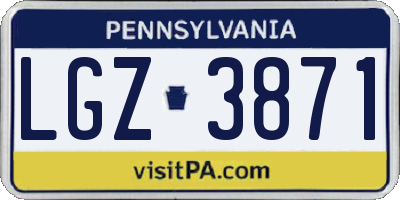 PA license plate LGZ3871