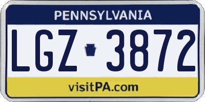 PA license plate LGZ3872