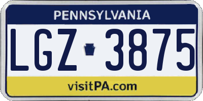 PA license plate LGZ3875