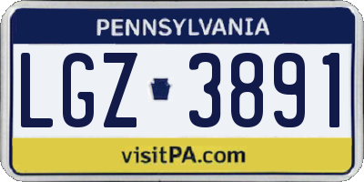 PA license plate LGZ3891