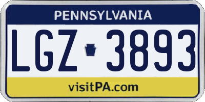 PA license plate LGZ3893