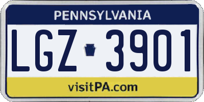 PA license plate LGZ3901