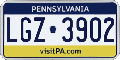 PA license plate LGZ3902