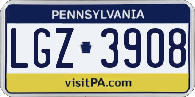PA license plate LGZ3908