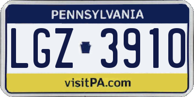 PA license plate LGZ3910