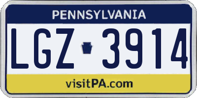 PA license plate LGZ3914
