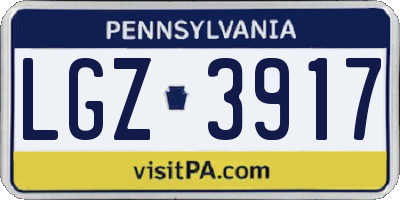 PA license plate LGZ3917