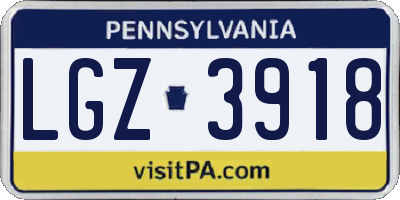 PA license plate LGZ3918