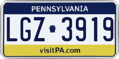 PA license plate LGZ3919