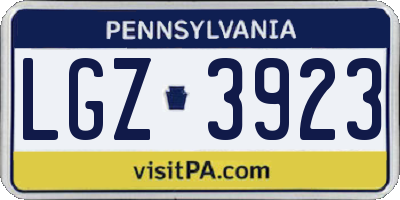 PA license plate LGZ3923